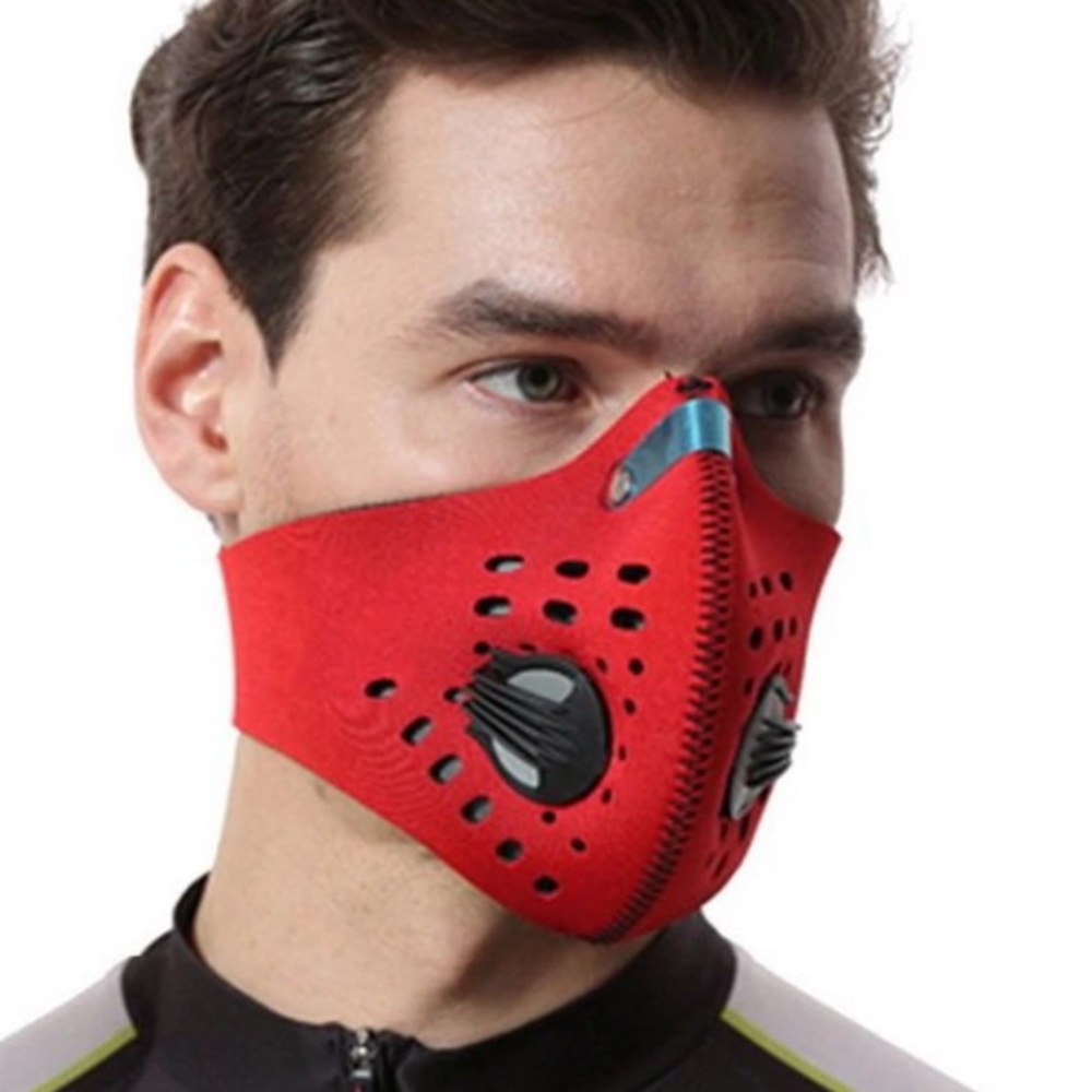 Bundle of 3 Men’s/Unisex Adult Reusable Red & Grey Neoprene Face Masks + Black